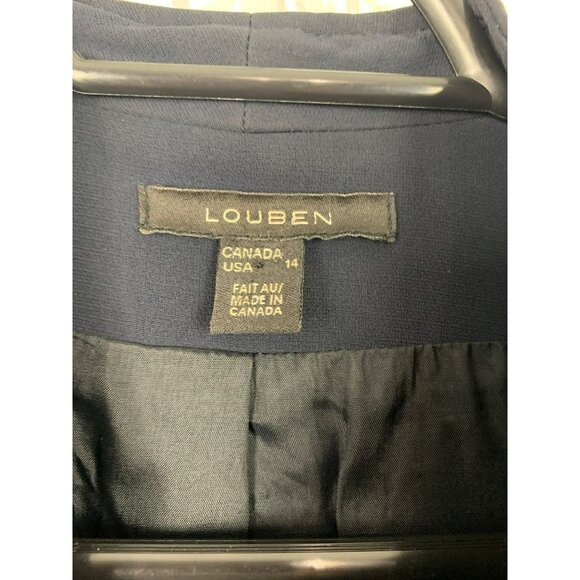 Louben Womens Vintage Navy Blue Blazer Size 14 - Picture 3 of 5